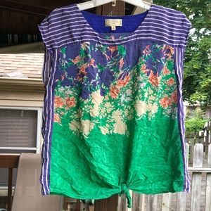 Anthropologie Moulinette Souers silk boxy top size M - fits 20” flat across bust